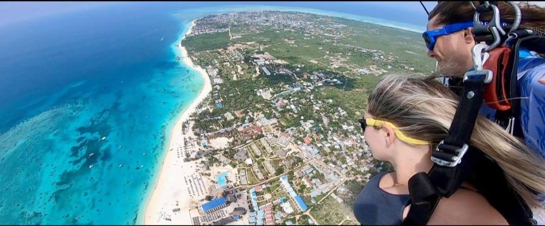 Skydiving over Zanzibar